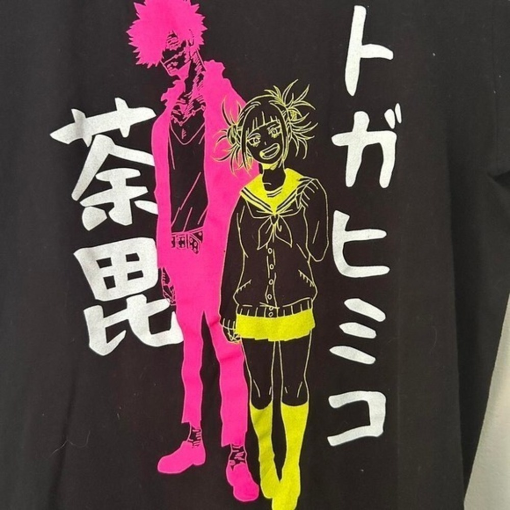 Black anime My Hero Academia T-shirt with pink and yellow accent - Picture 2 of 6